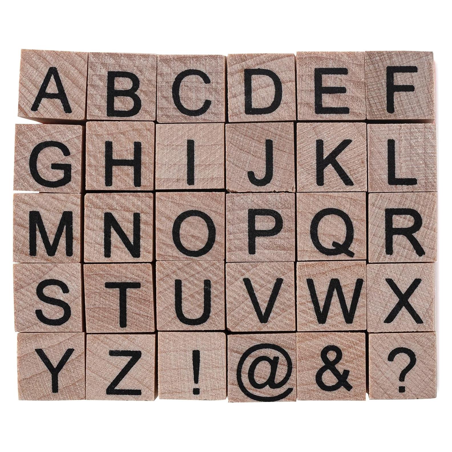 Juego de Sellos de Letras Mayúsculas de Madera Recollections - 30 Piezas