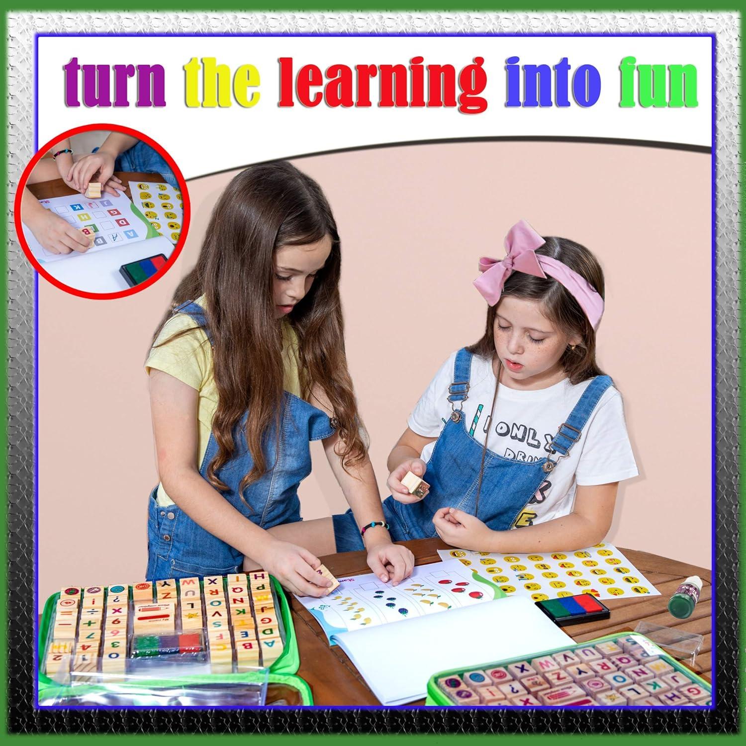 Juego de Sellos de Madera Premium Arte con Sonrisa 72 Piezas