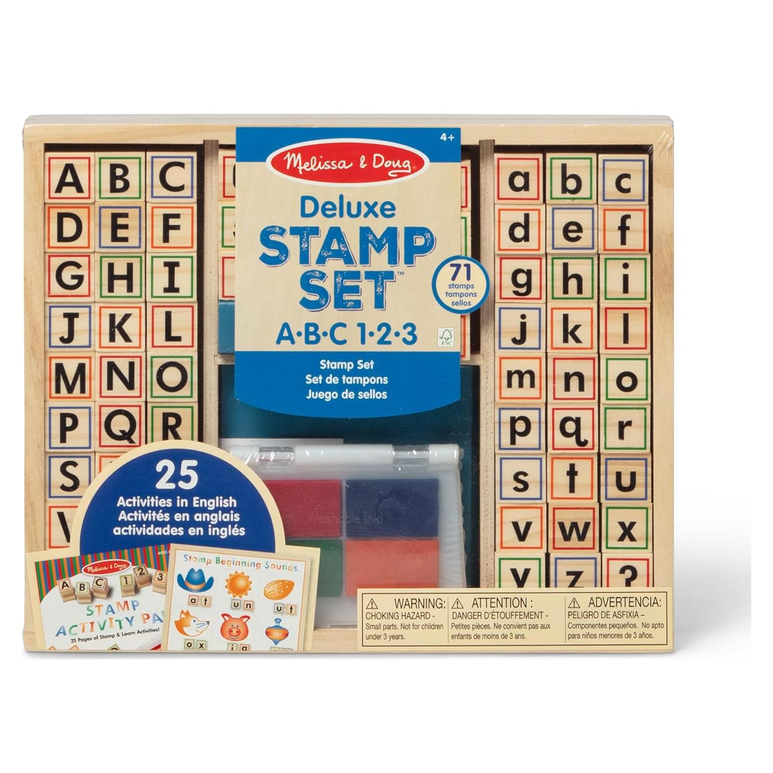 Juego de Sellos de Madera Deluxe Melissa & Doug ABCs 123s