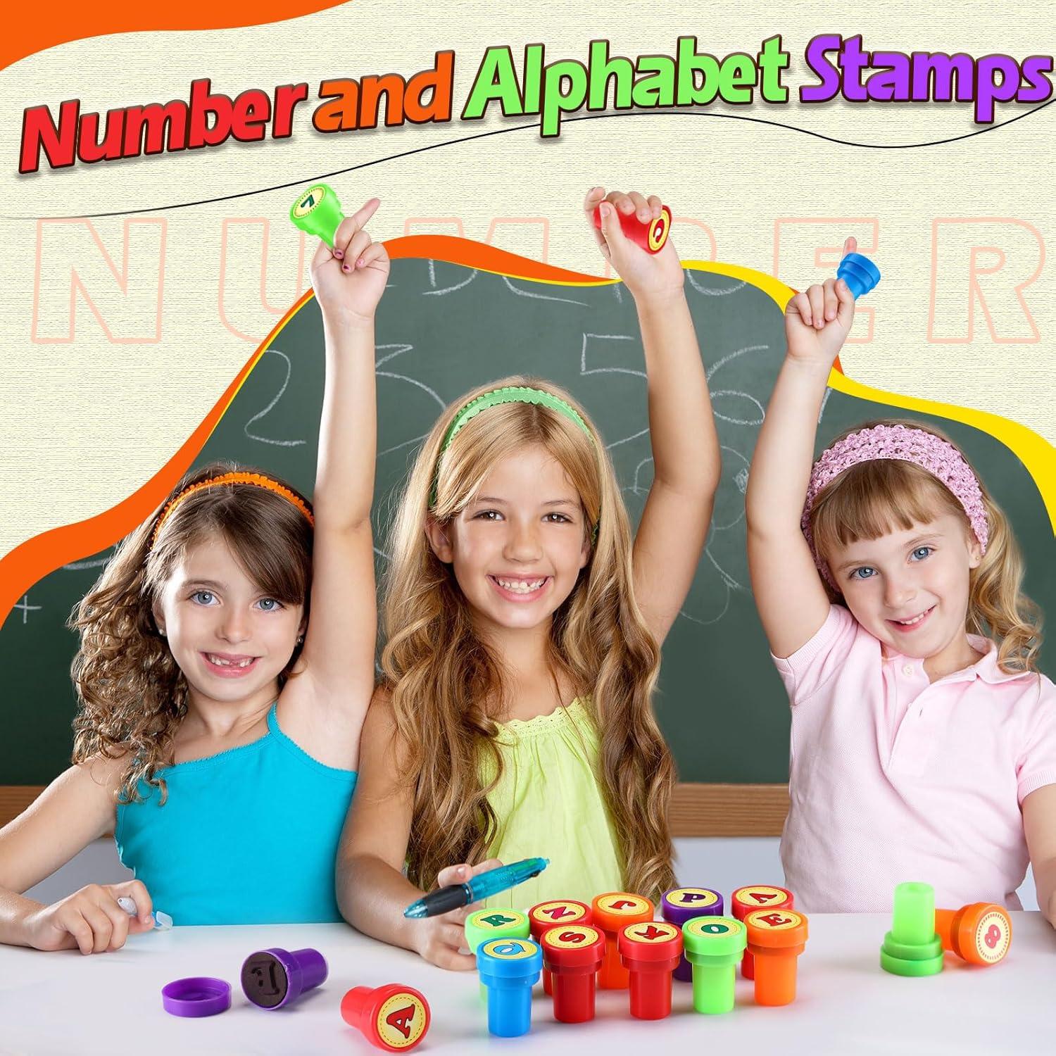 Juego de Sellos de Letras y Números Motiskyy - 72 Pcs Educativos