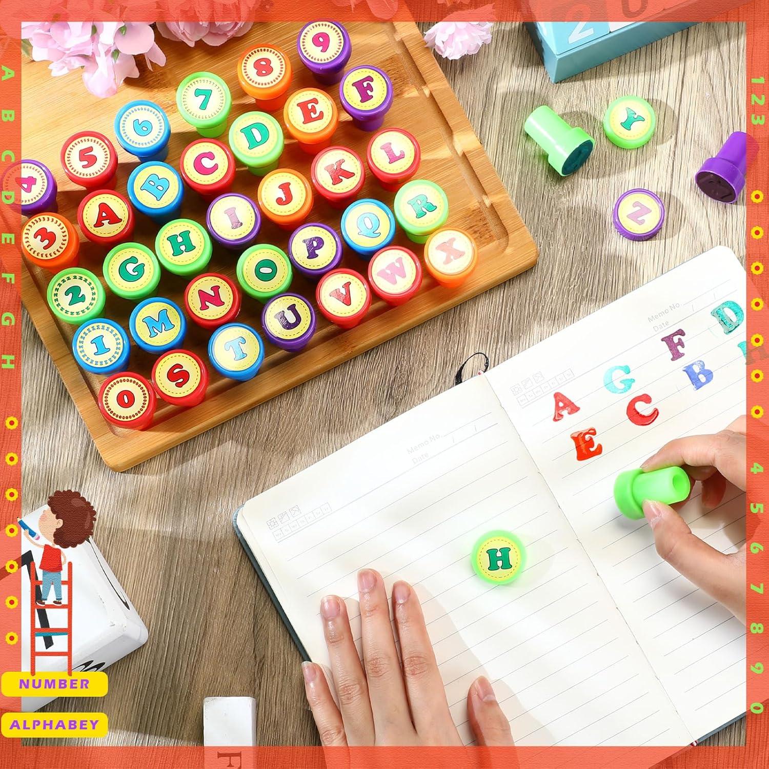 Juego de Sellos de Letras y Números Motiskyy - 72 Pcs Educativos