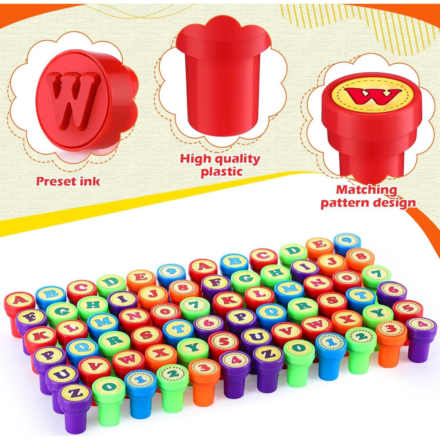 Juego de Sellos de Letras y Números Motiskyy - 72 Pcs Educativos