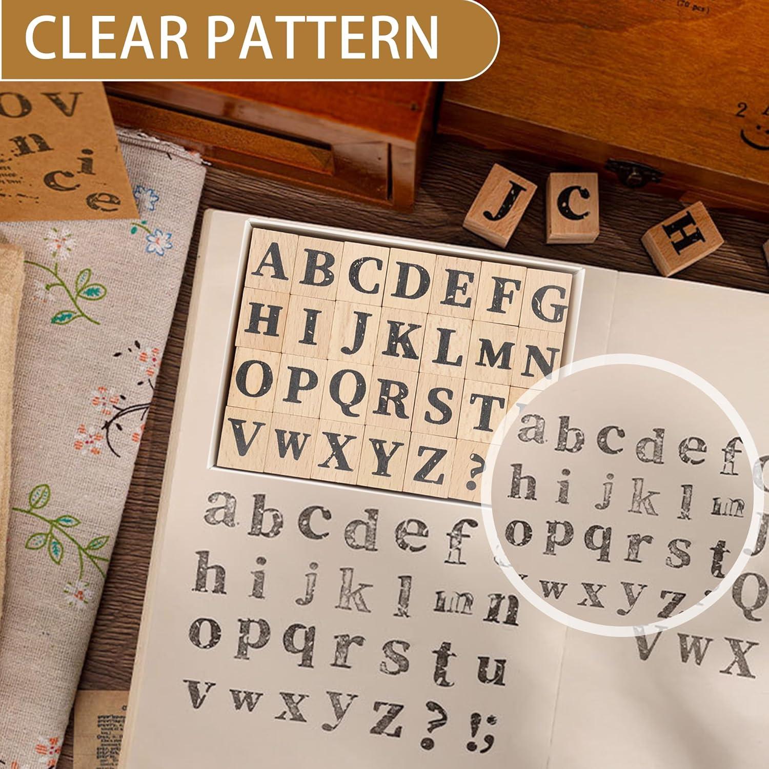 Juego de Sellos de Alfabeto de Madera ORNAROVI 28 Piezas