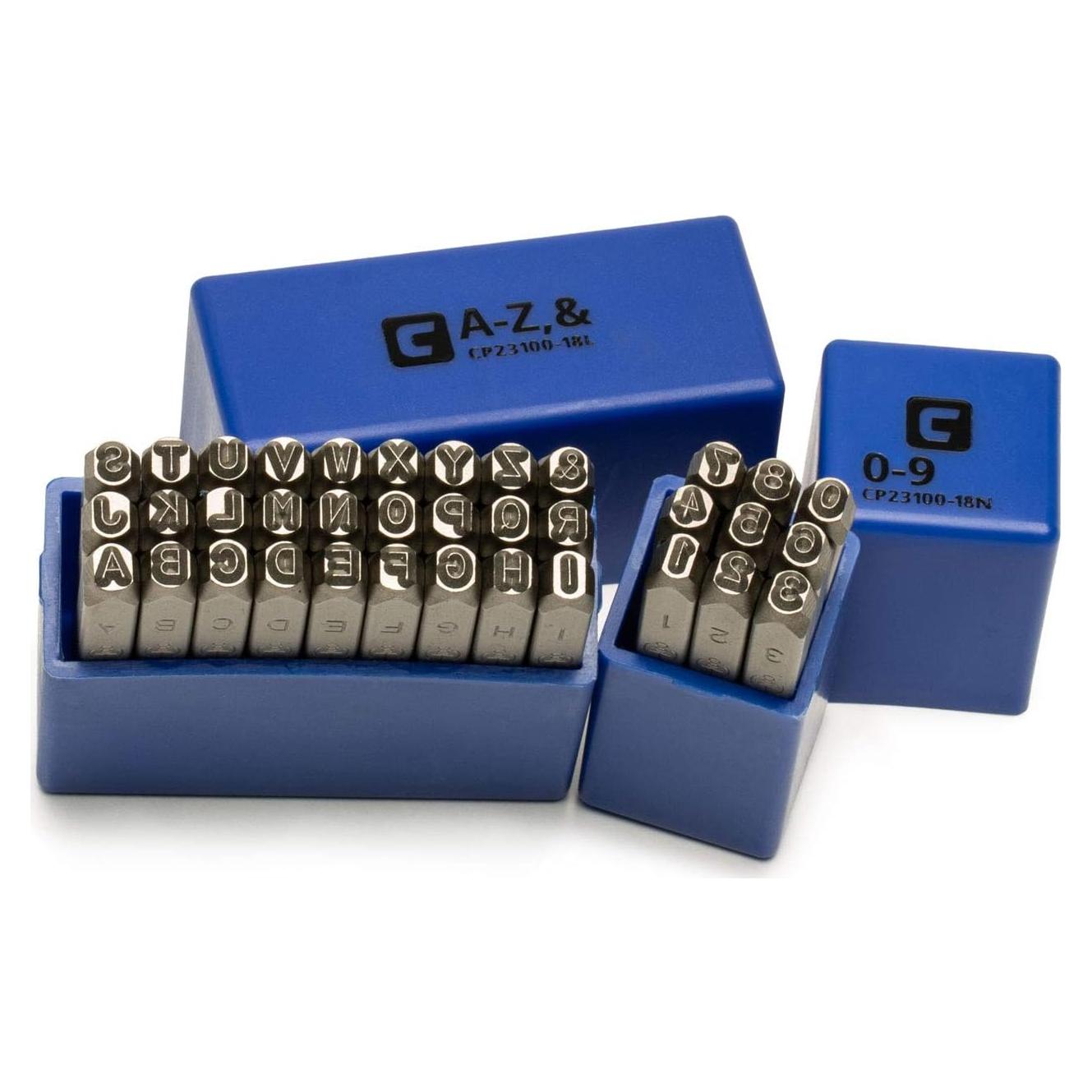 Juego de Sellos de Letras y Números Capri Tools 36 Piezas 3.175 mm