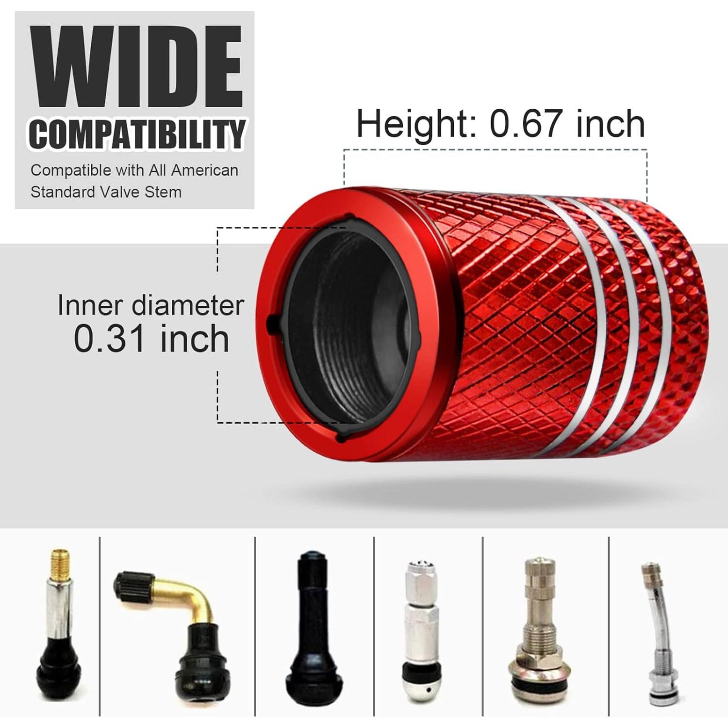 Tapas de Válvula de Neumático DEKKCAP 5 Piezas Aleación Roja