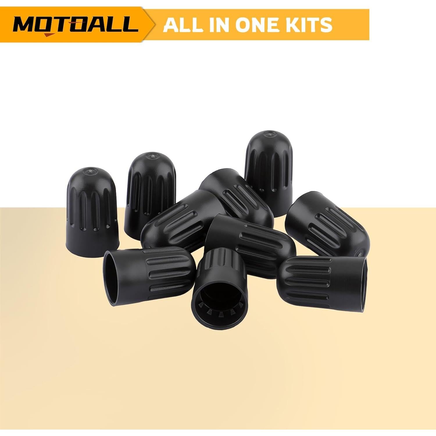 MOTOALL 10 Tapas de Válvula de Neumático TPMS Negro 22.96g
