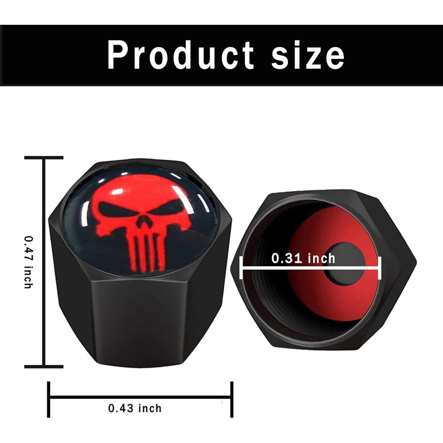 Tapa de Válvula de Neumático Ajxn 4 Piezas Calavera Roja