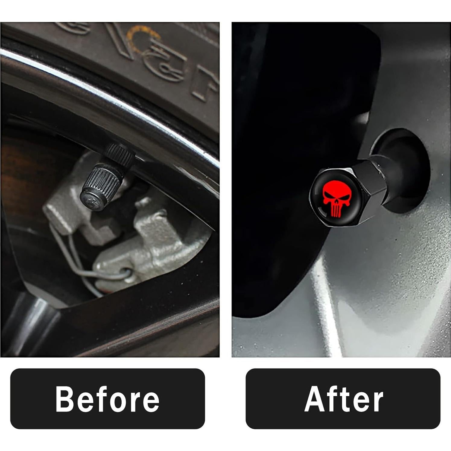 Tapa de Válvula de Neumático Ajxn 4 Piezas Calavera Roja