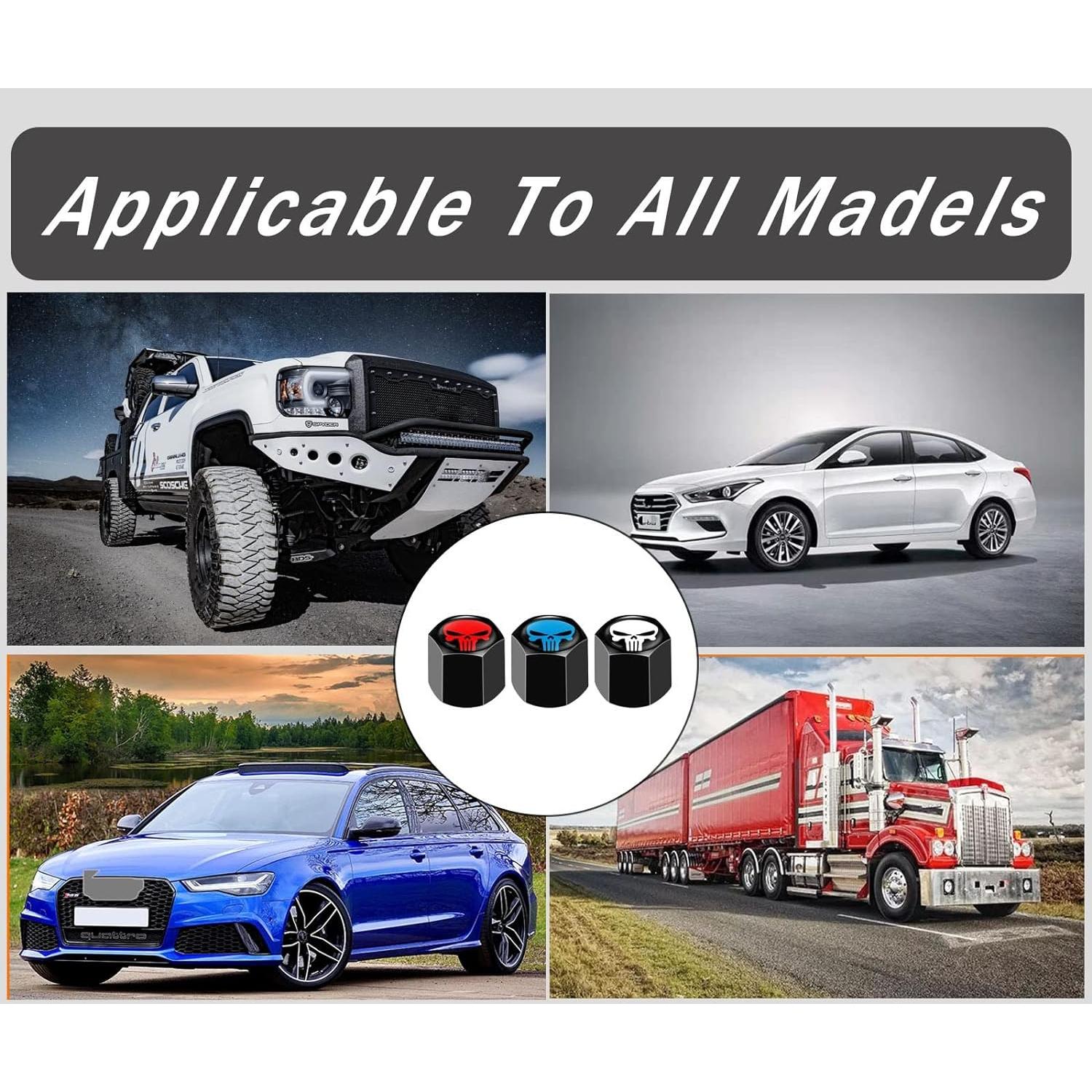 Tapa de Válvula de Neumático Ajxn 4 Piezas Calavera Roja