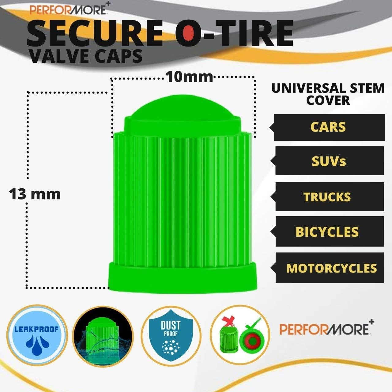Tapas de Válvula de Neumático Performore 30 Pcs Verde Universal