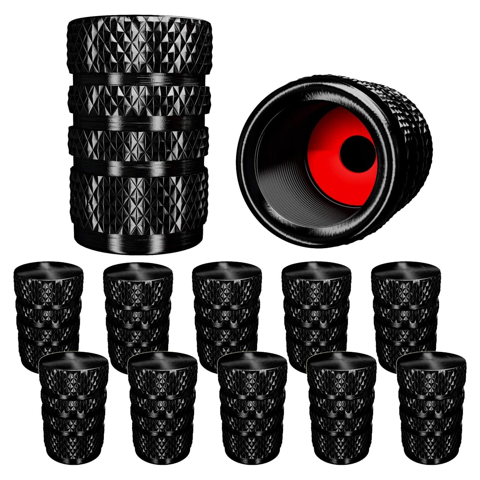 12 Tapas de Válvula de Neumático SAMIKIVA Aluminio Negro