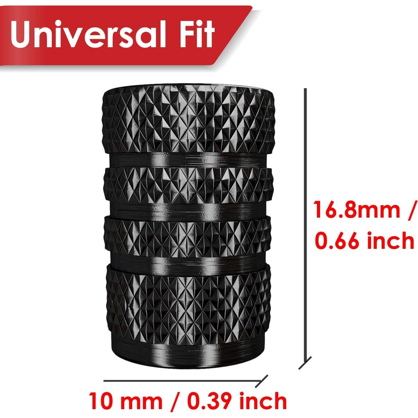 12 Tapas de Válvula de Neumático SAMIKIVA Aluminio Negro