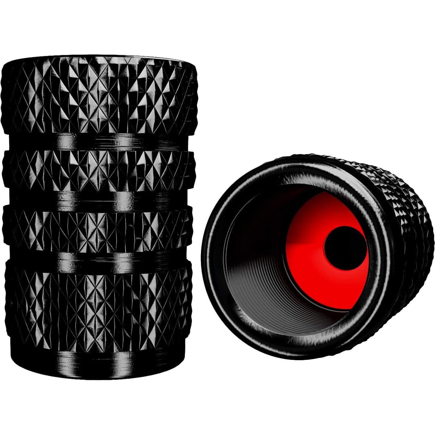 12 Tapas de Válvula de Neumático SAMIKIVA Aluminio Negro