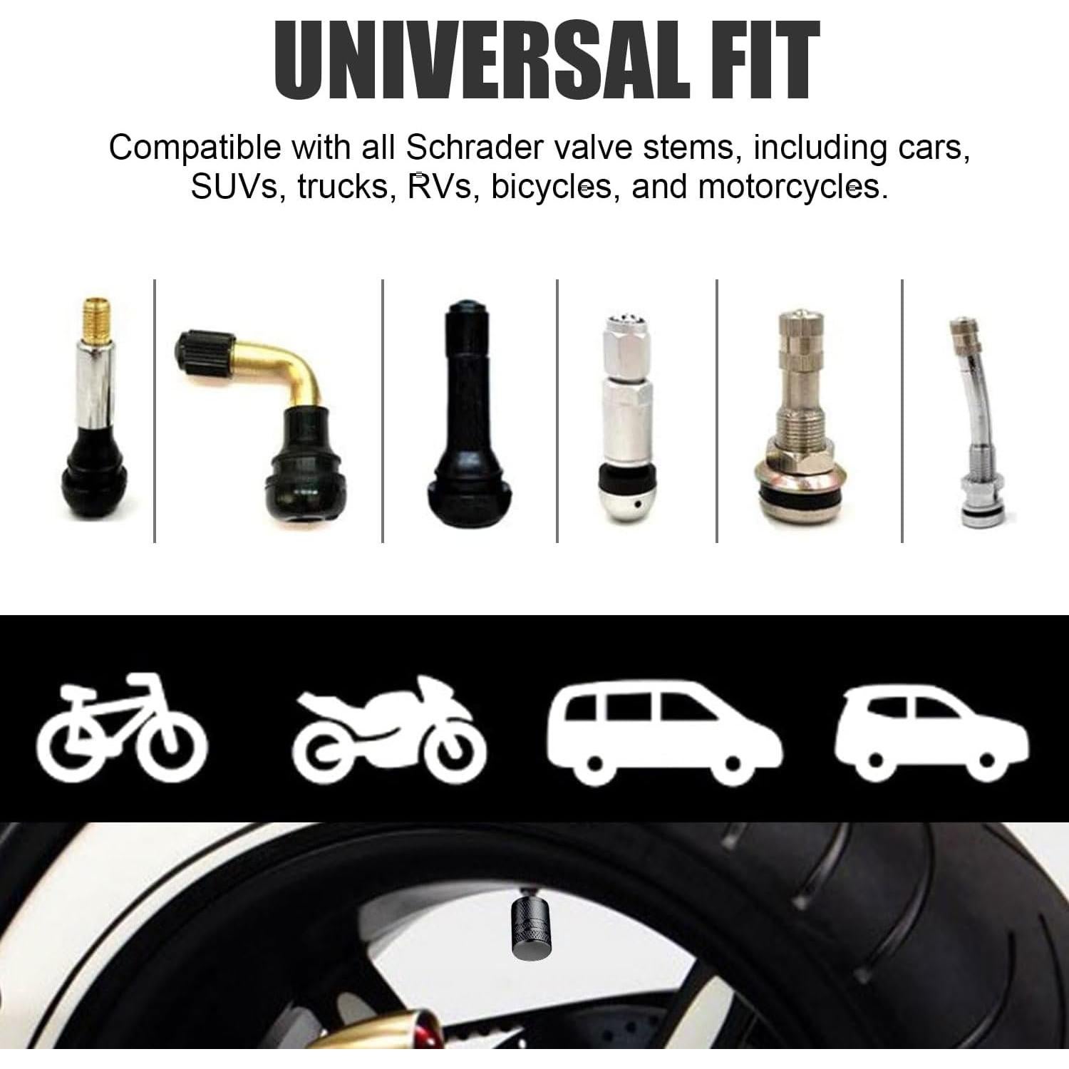 Tapas de Válvula de Neumático DESOUL - Paquete de 4 - Metal y Plástico