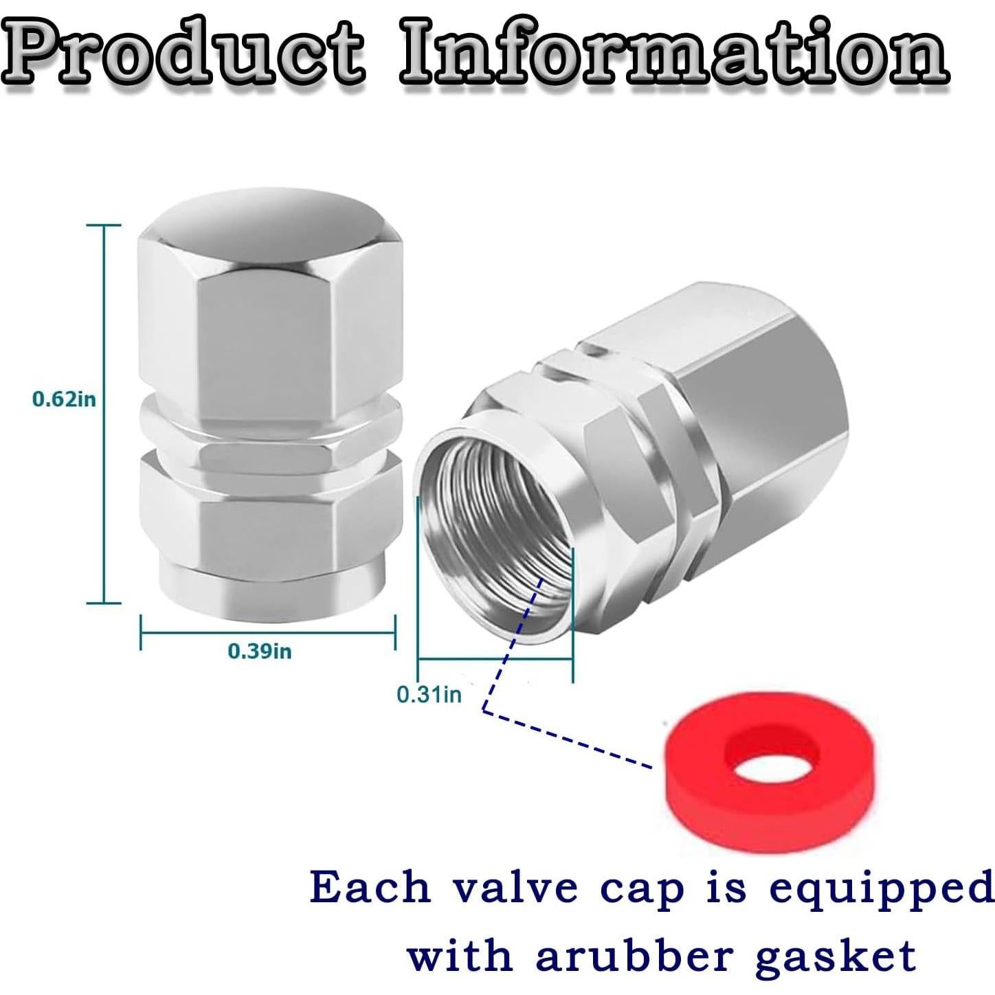 50 Tapones de Válvula de Neumático Z-oneMart Hexagonales