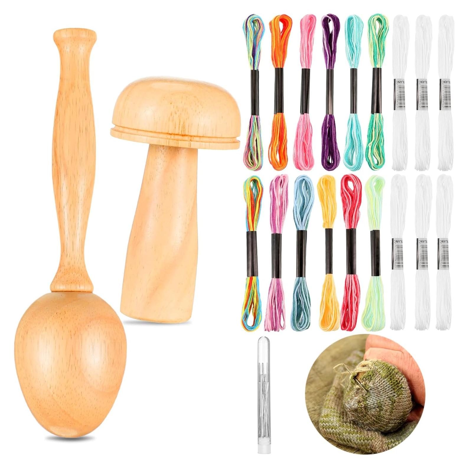 Kit de Remendado Crowye - Huevo y Agujas de Madera DIY