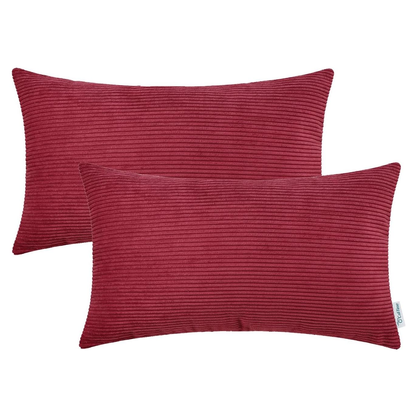 Funda de Cojín CaliTime Pack de 2 30x50 cm Rojo Oscuro