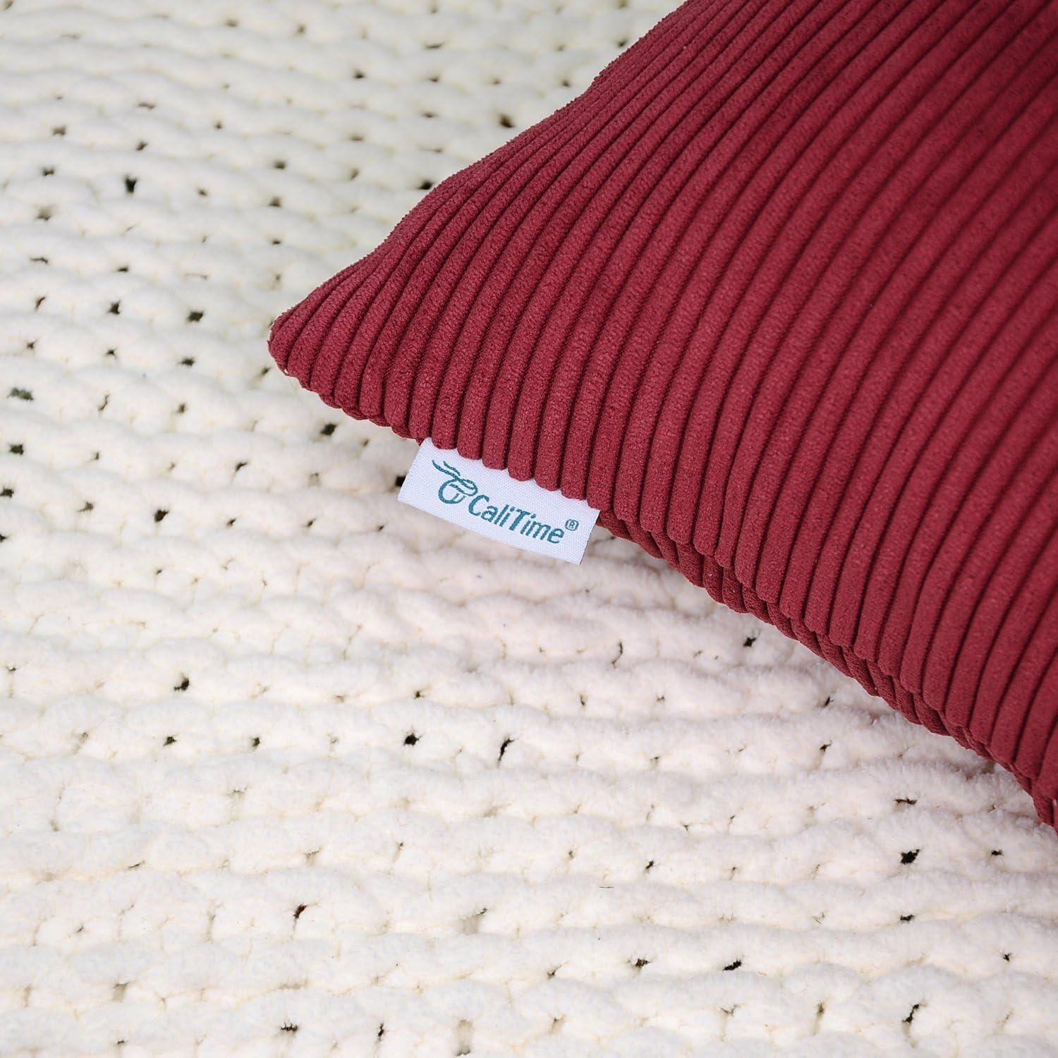 Funda de Cojín CaliTime Pack de 2 30x50 cm Rojo Oscuro