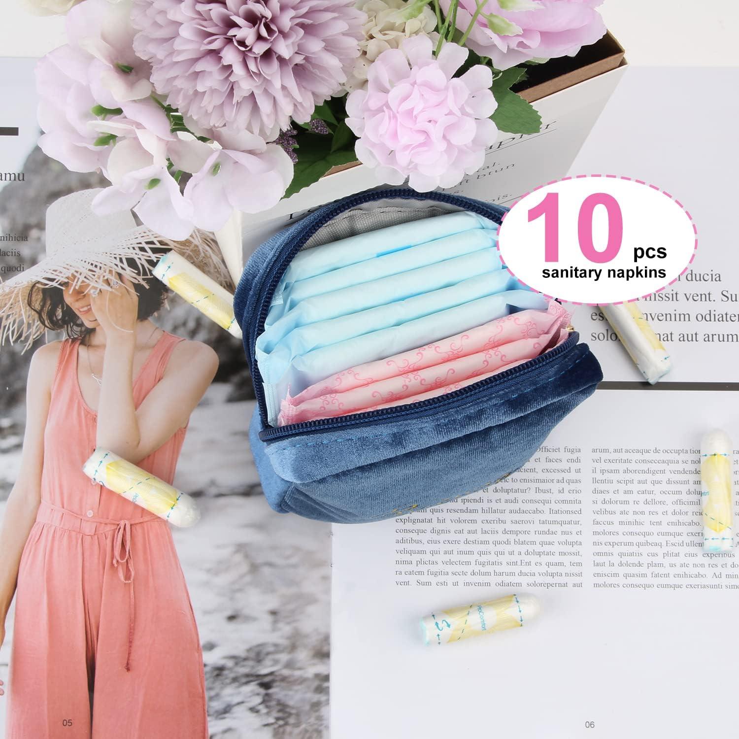 Bolsas de Almacenamiento de Toallas Sanitarias SIDESUGAR - Franela, 13.5x13.5cm, Azul Oscuro