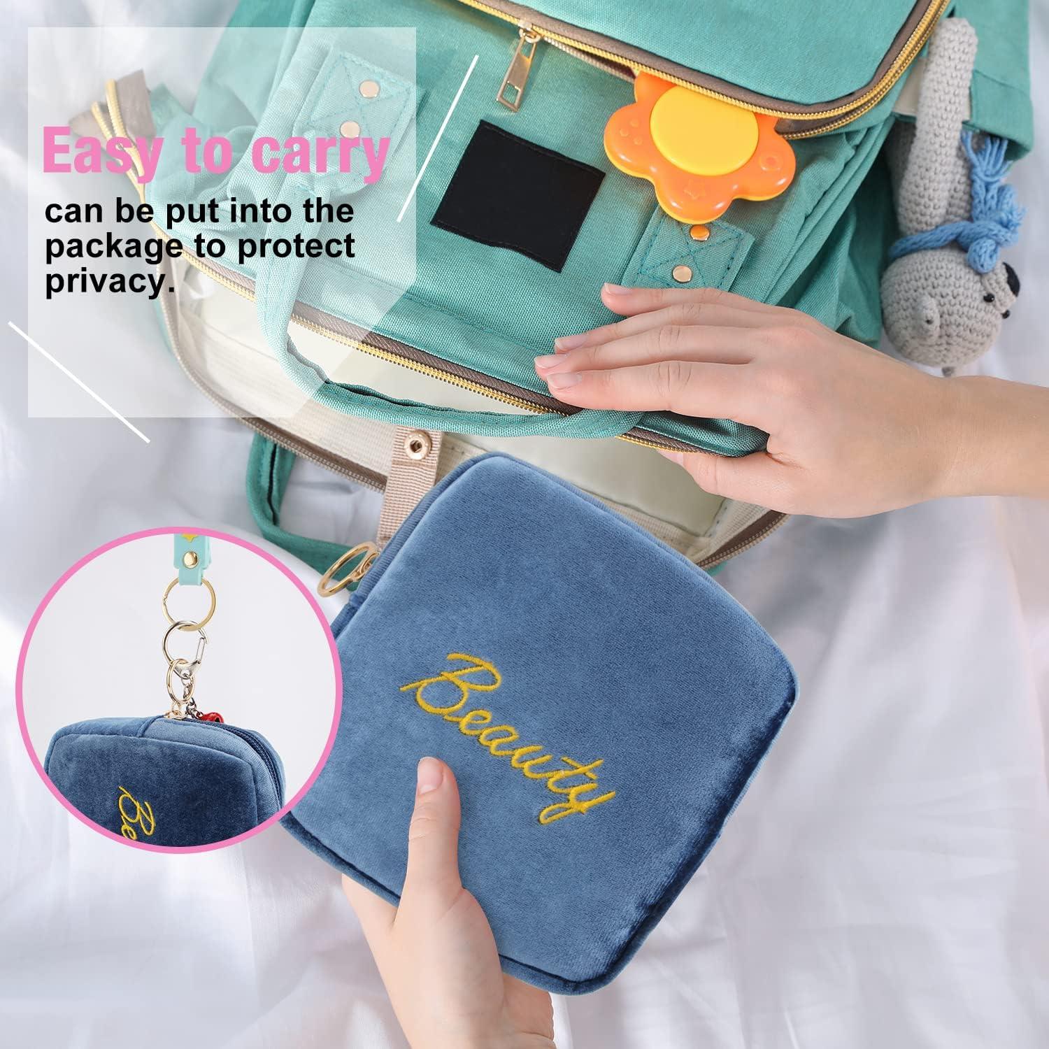 Bolsas de Almacenamiento de Toallas Sanitarias SIDESUGAR - Franela, 13.5x13.5cm, Azul Oscuro