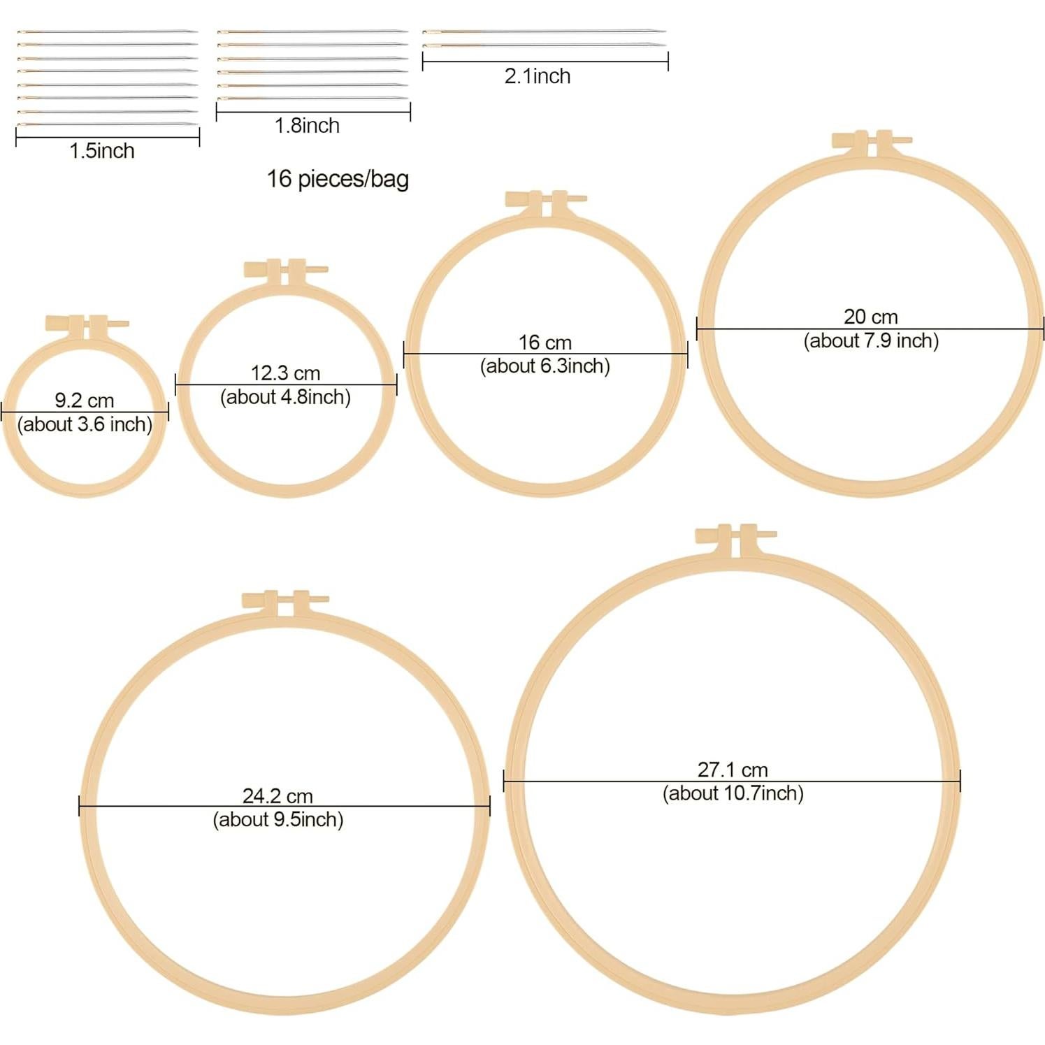 Set de 6 Aros de Bordado Plástico Phinus 9.2 a 27.1 cm