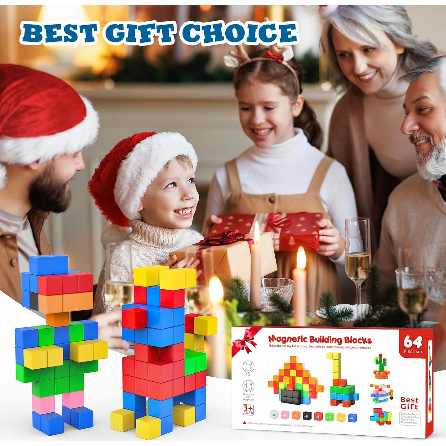 Bloques Magnéticos 64 Piezas ROMDS Juguetes Educativos Niños