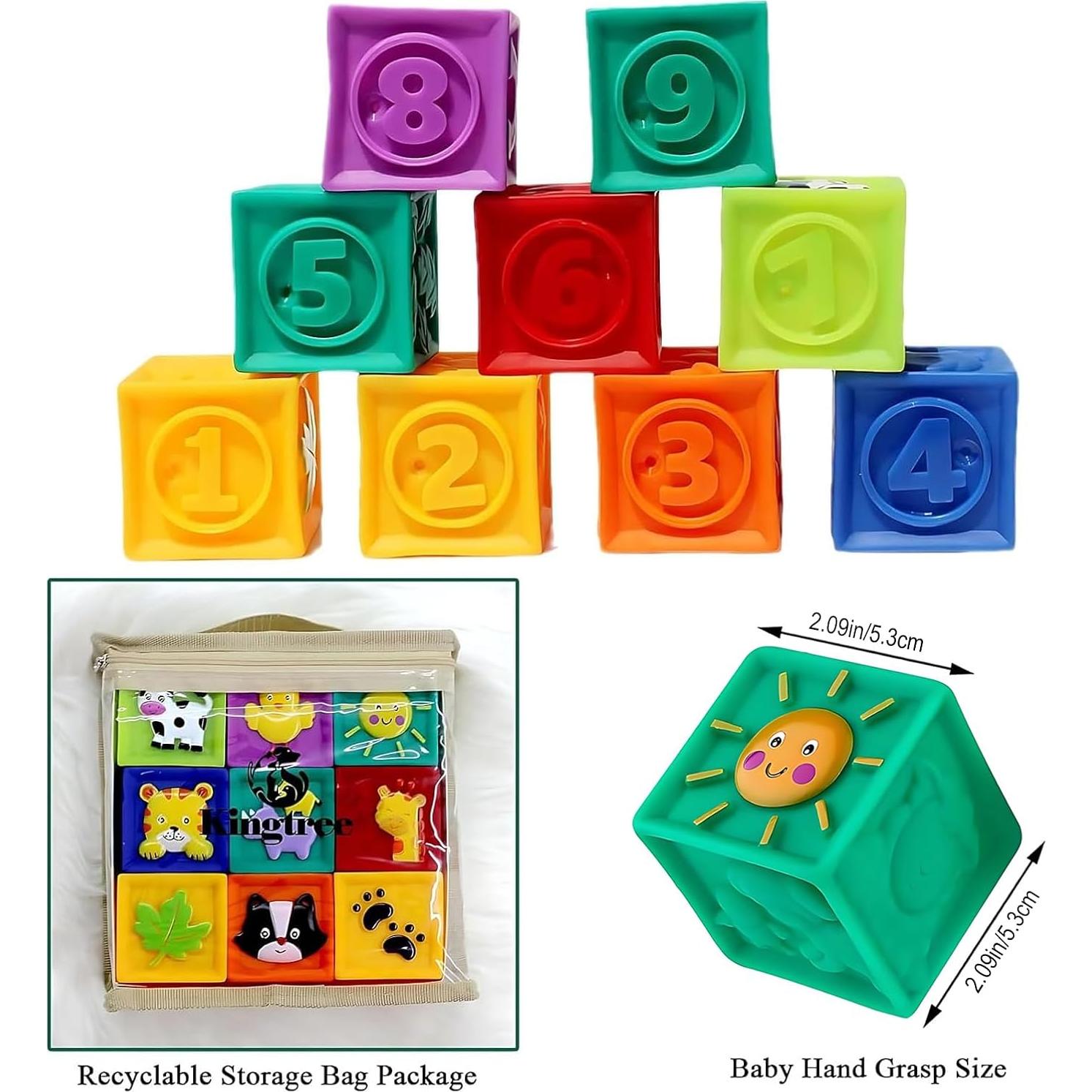 Bloques de Construcción Suaves Kingtree 9PCS para Bebés 6+ Meses