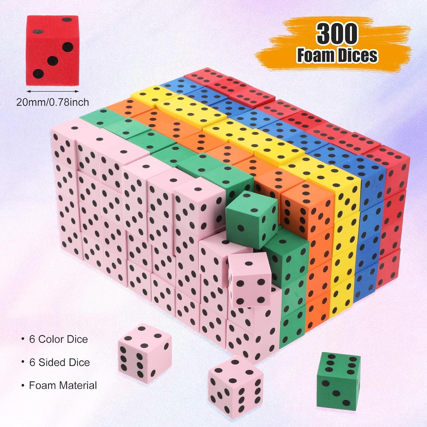 Dados de Espuma Jenaai 300 Pcs Coloridos 2 cm para Juegos