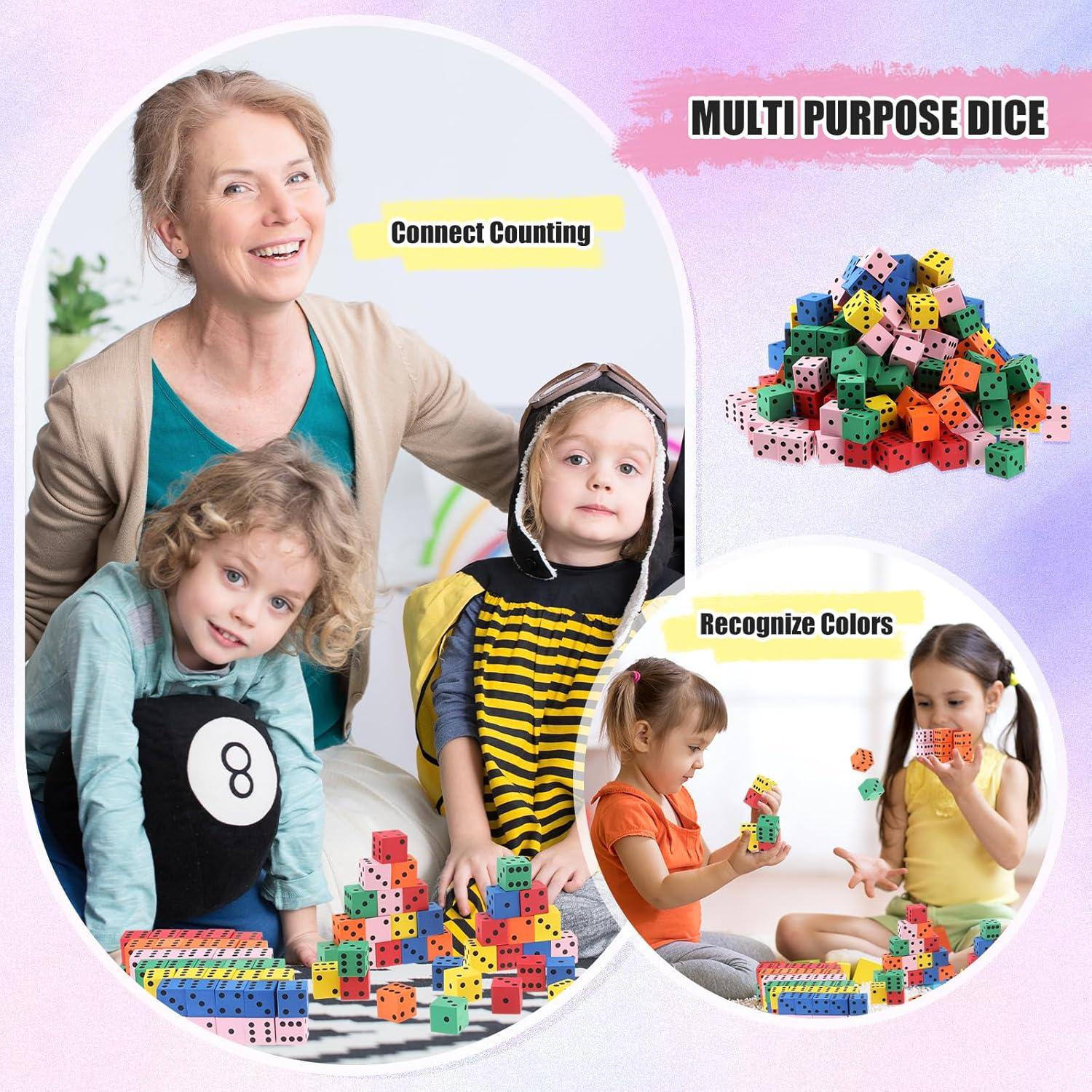 Dados de Espuma Jenaai 300 Pcs Coloridos 2 cm para Juegos