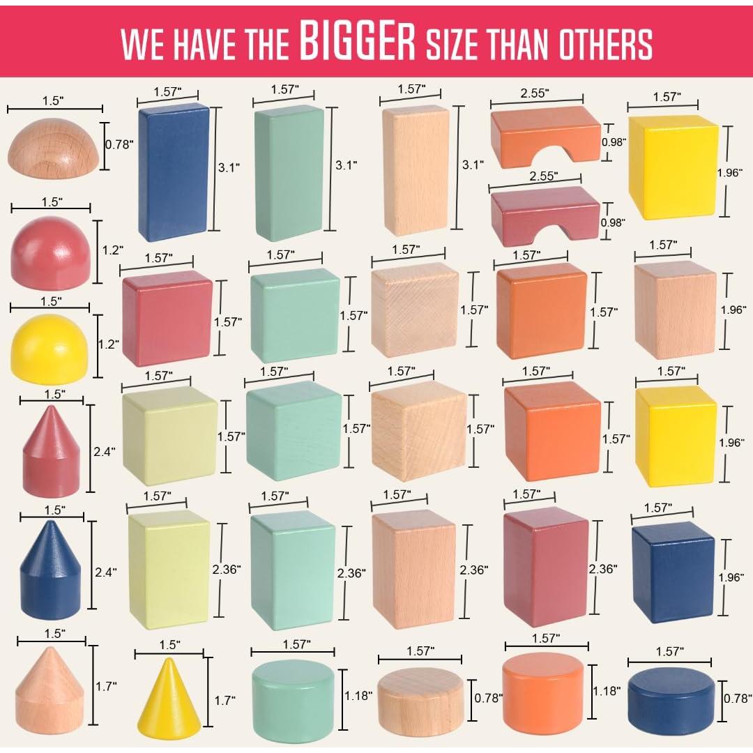 Bloques de Construcción de Madera Grandes Migargle 48 Pcs