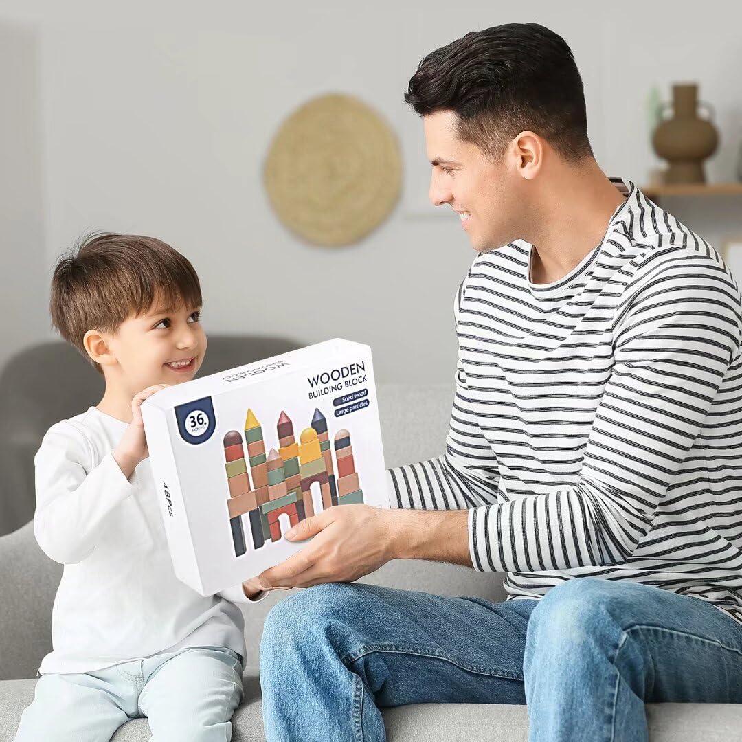 Bloques de Construcción de Madera Grandes Migargle 48 Pcs