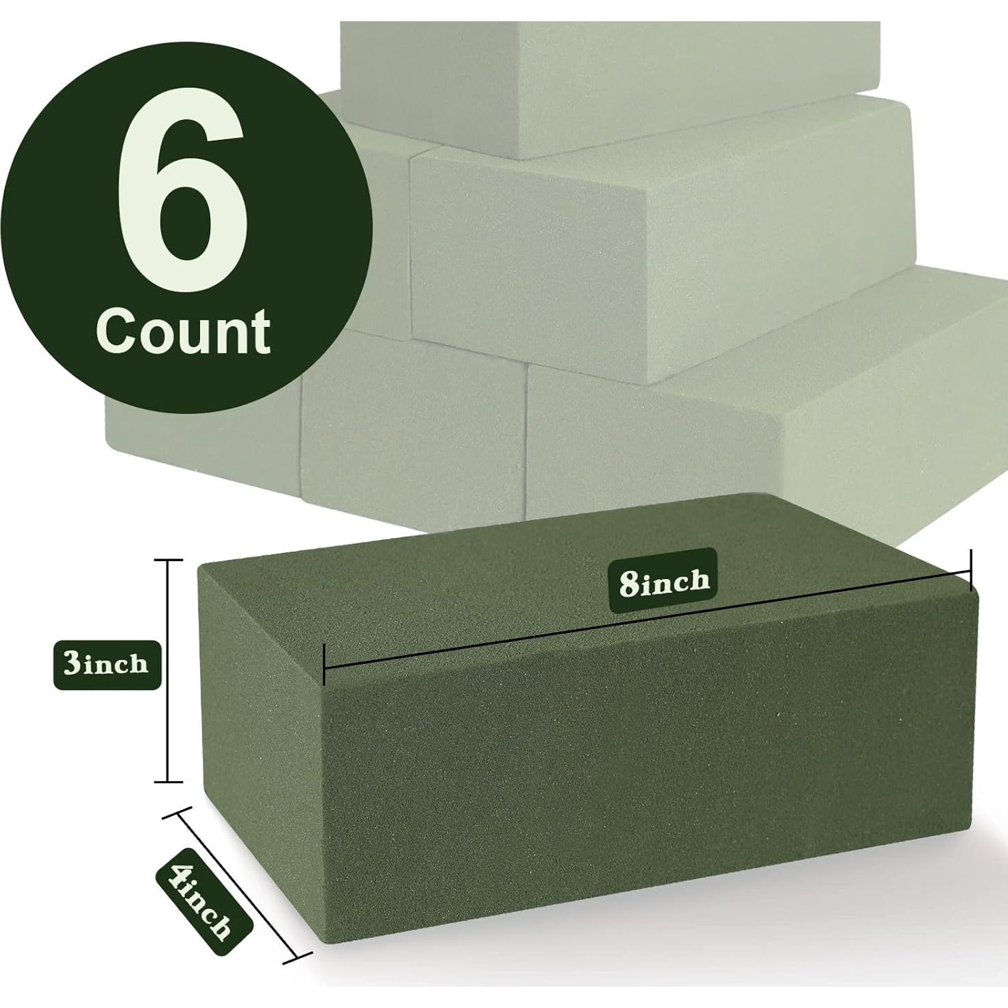 Bloques de Espuma Floral Verde 20x10x7.5 cm - 6 Pcs para Arreglos