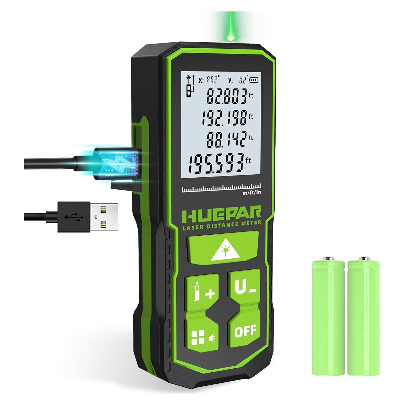 Medidor de Distancia Láser Huepar S60-G 196FT Verde Recargable