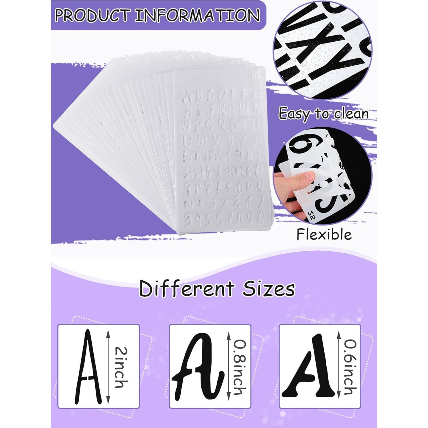 30 Plantillas de Letras y Números Reutilizables Tenare 10x17 cm