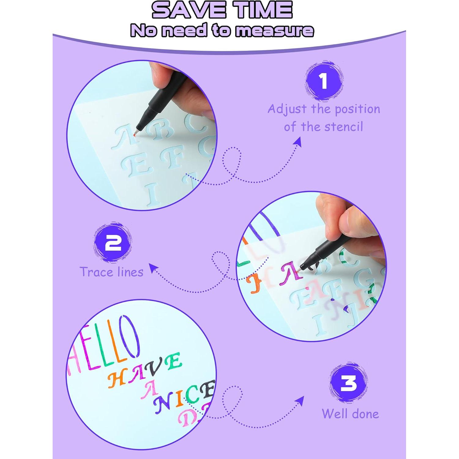 30 Plantillas de Letras y Números Reutilizables Tenare 10x17 cm