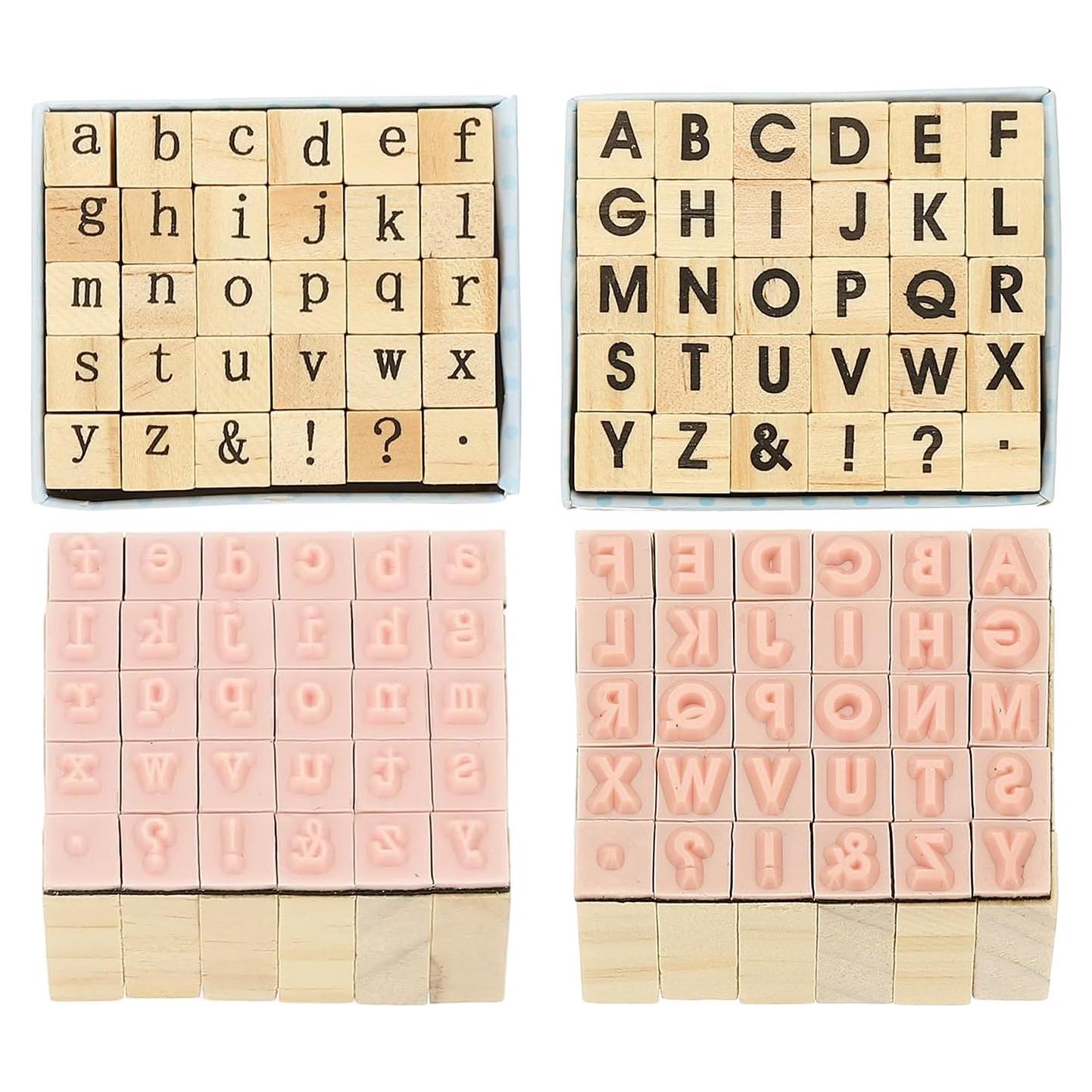 Set de Sellos de Letras PATIKIL - 60 Piezas de Madera