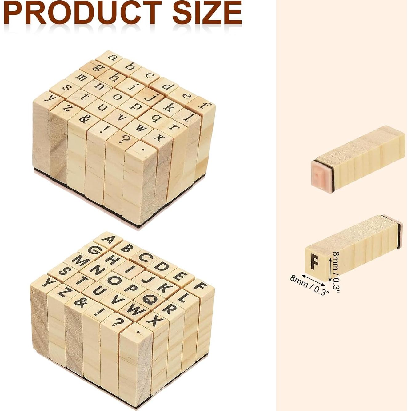 Set de Sellos de Letras PATIKIL - 60 Piezas de Madera