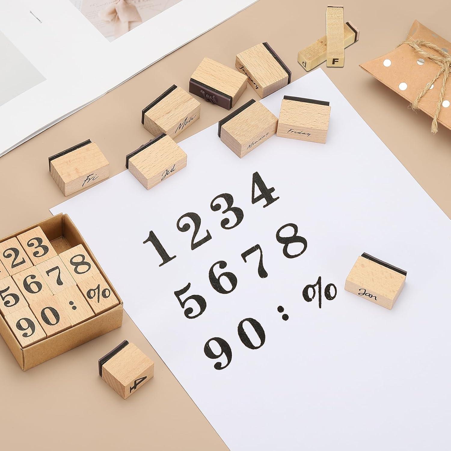 Set de Sellos de Letras PATIKIL - 60 Piezas de Madera