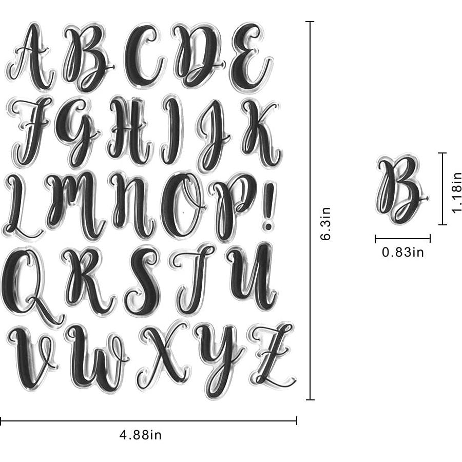 Sellos de Silicona Transparentes Alfabeto 26 Mayúsculas ABTOLS