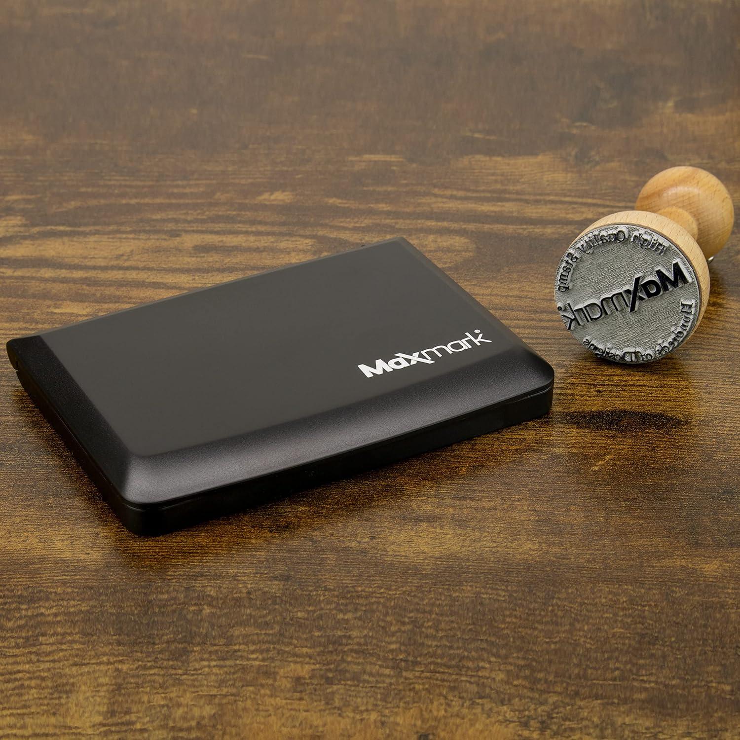 Almohadilla de Tinta Negra MaxMark Grande 8.89x15.88 cm