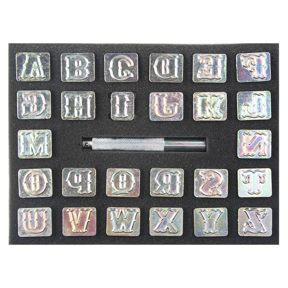 Juego de herramientas de estampado de letras OWDEN 27 piezas para cuero
