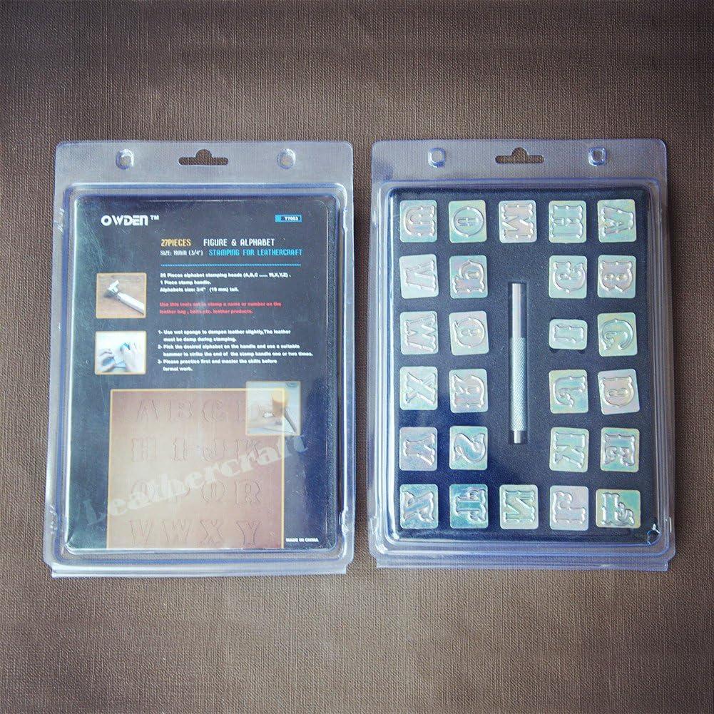 Juego de herramientas de estampado de letras OWDEN 27 piezas para cuero