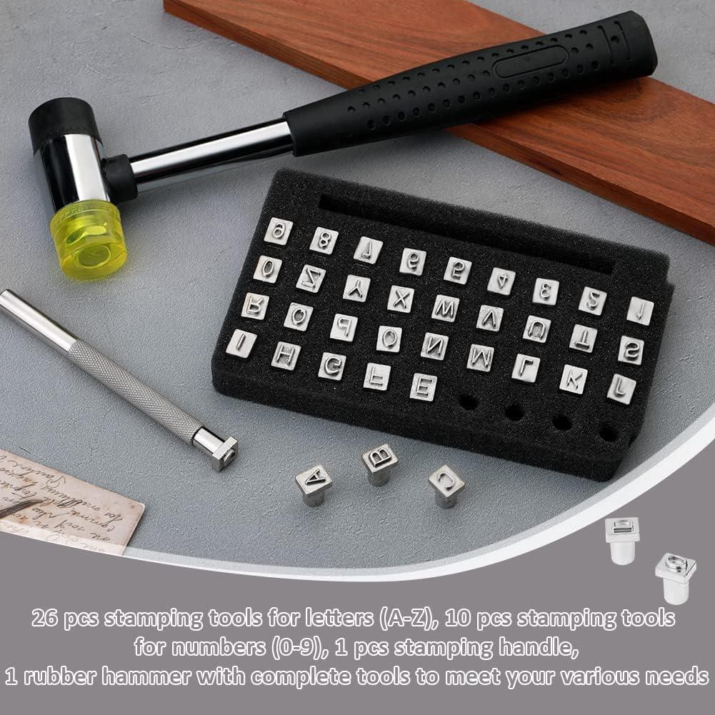 Kit de Estampado de Cuero 38 PCS ZMAAGG con Martillo y Sellos