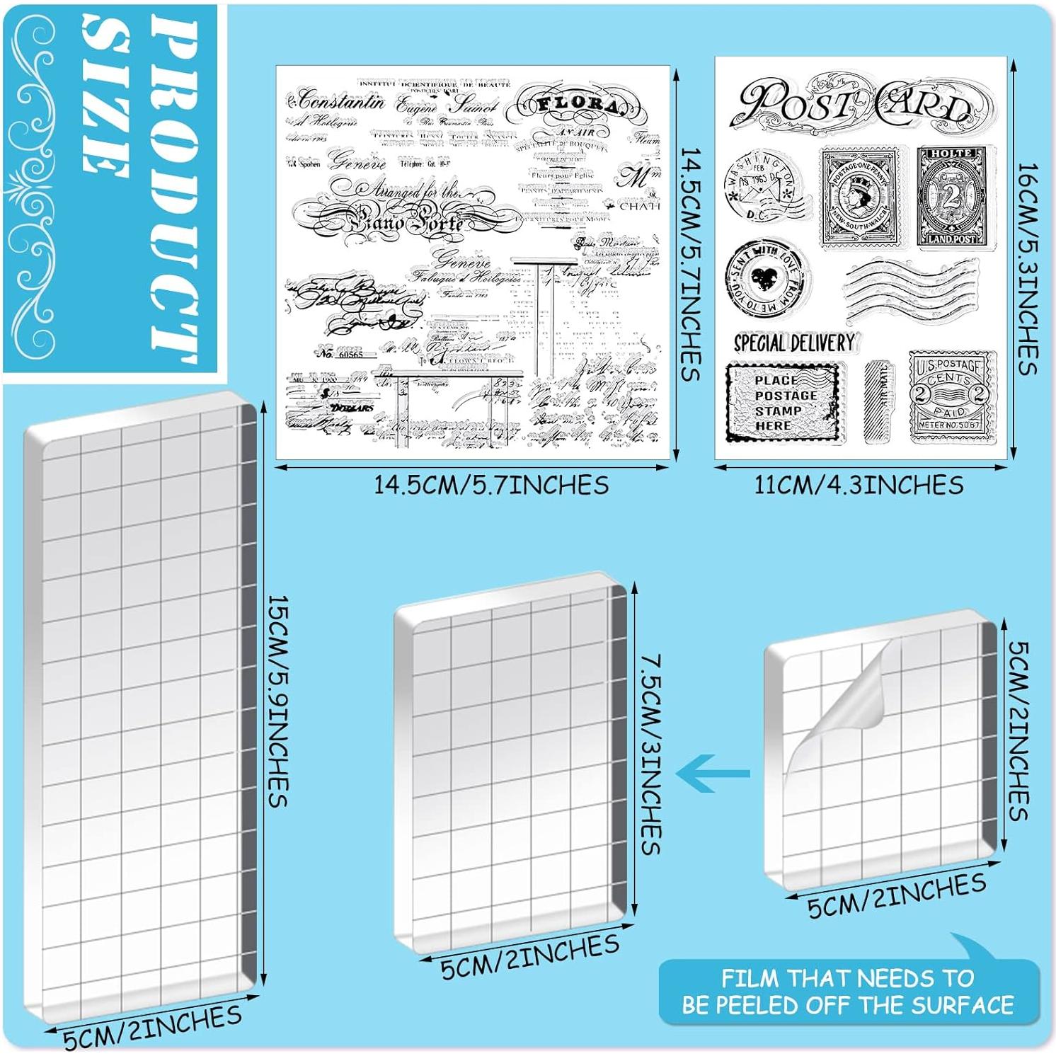Juego de Sellos de Goma Vintage Yinder 4 Hojas y 3 Acrílicos