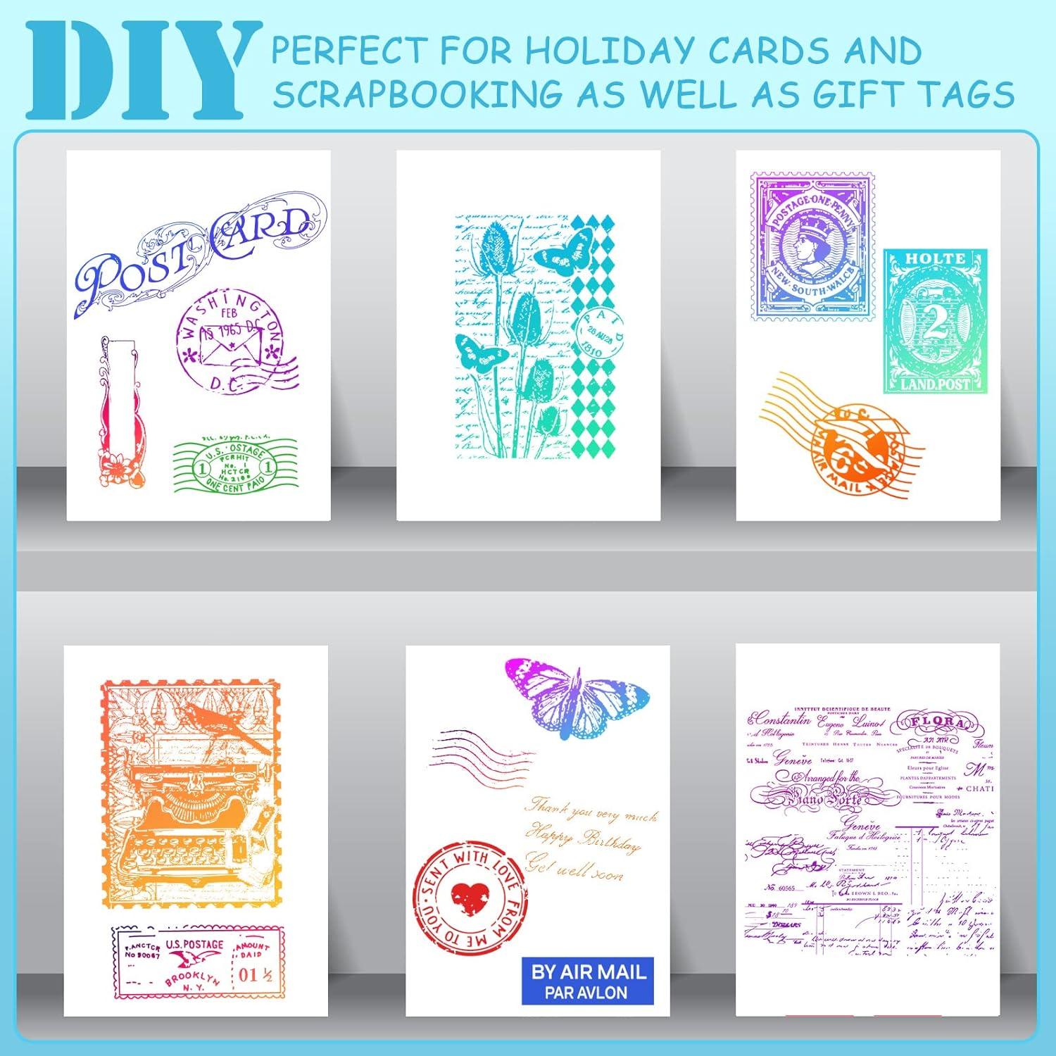 Juego de Sellos de Goma Vintage Yinder 4 Hojas y 3 Acrílicos