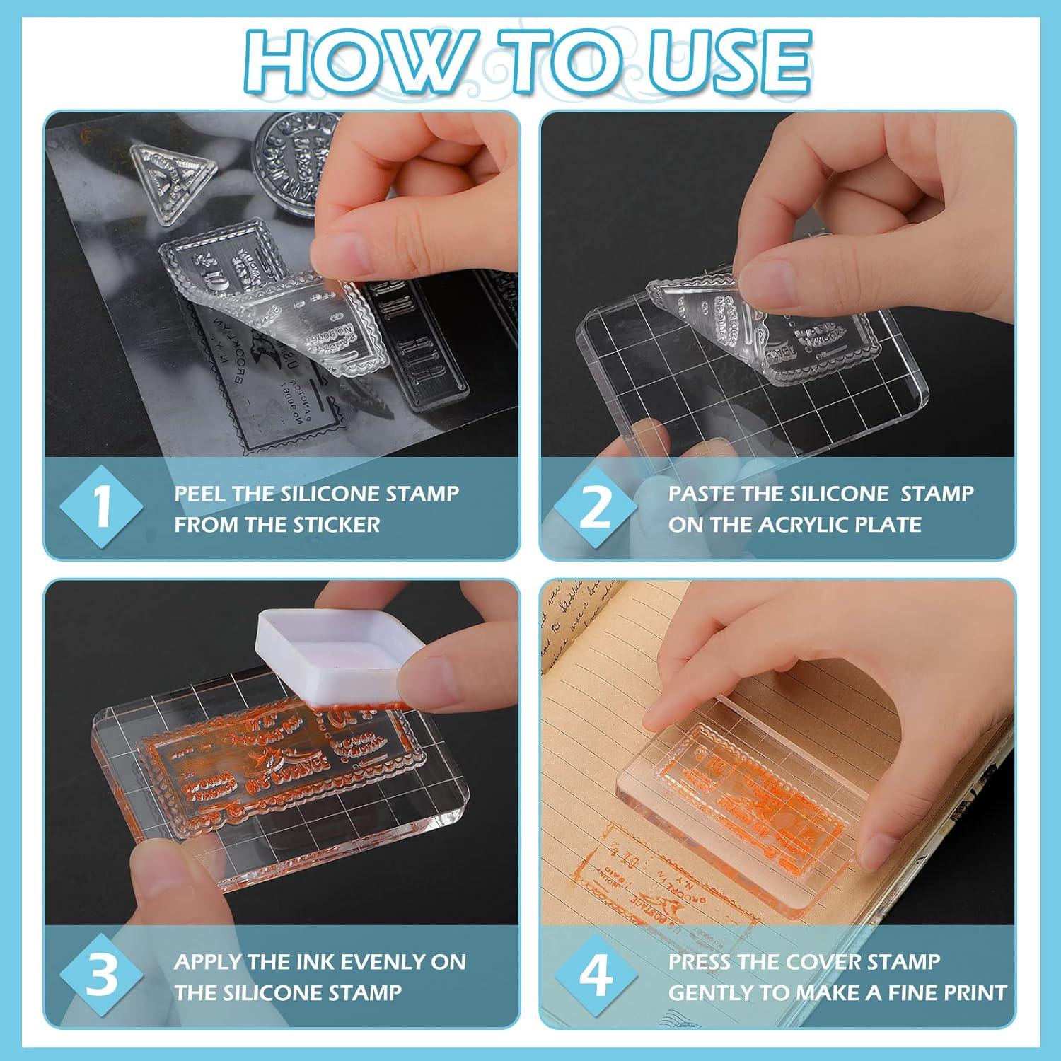 Juego de Sellos de Goma Vintage Yinder 4 Hojas y 3 Acrílicos