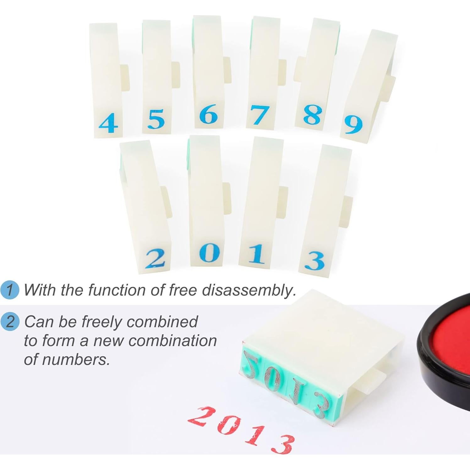 Juego de Sellos de Números Desmontables uxcell 0-9 Verde