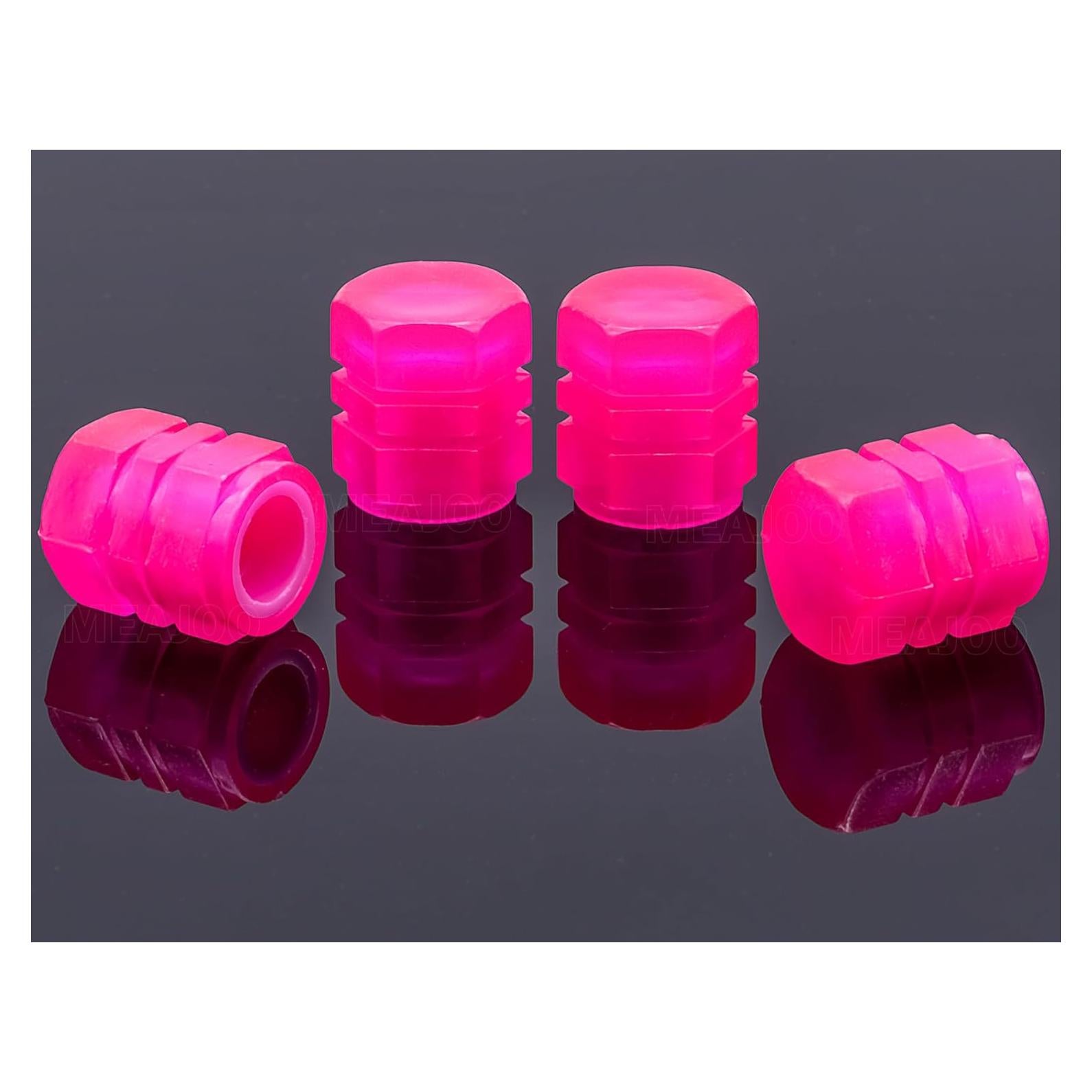 4 Tapas de Válvula de Neumático MEAJOO Rosa Universal