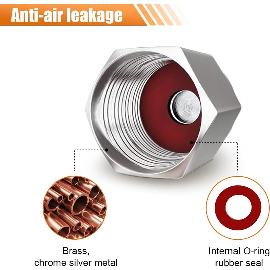 8 Tapones de Válvula de Neumático SMILFUY de Latón con O-Ring