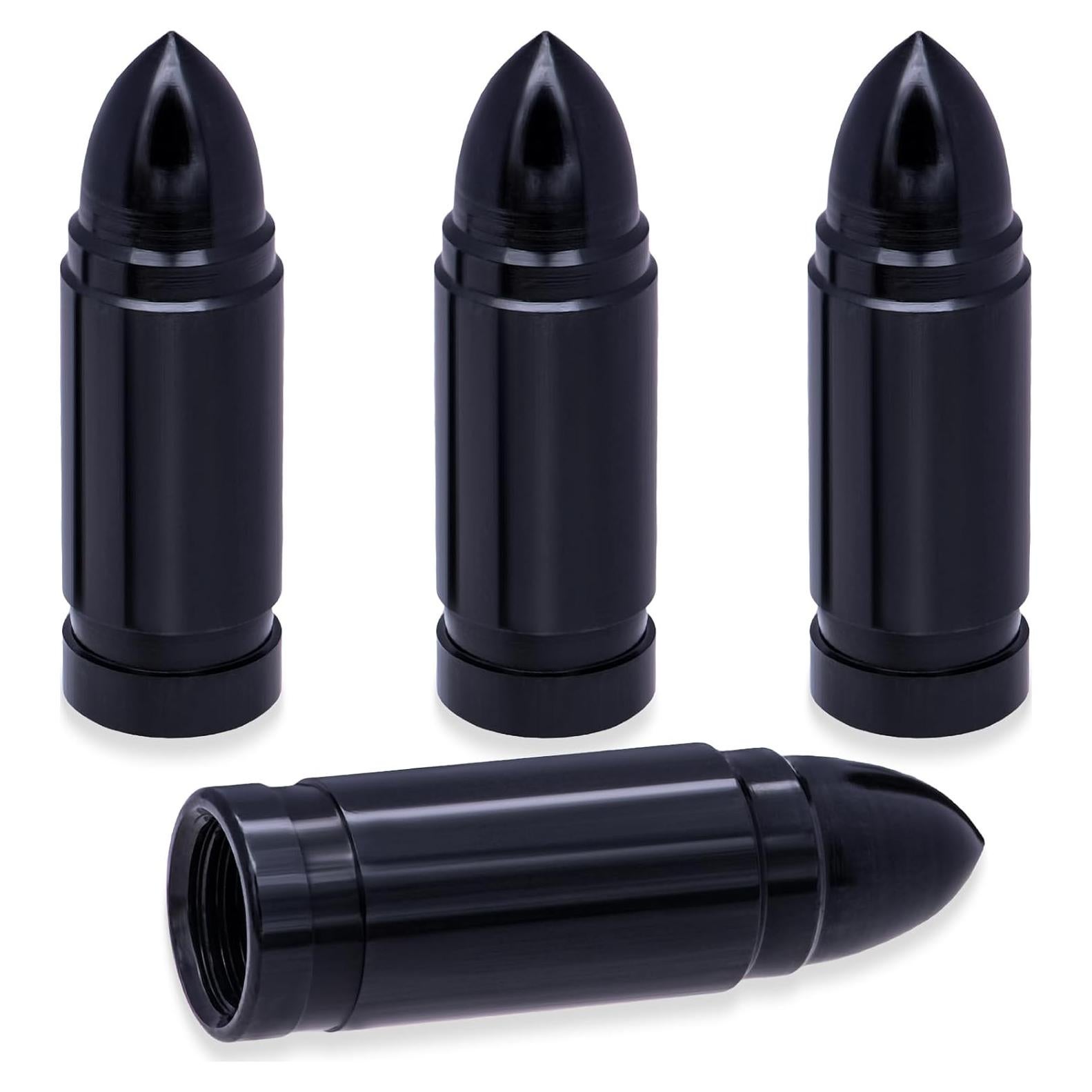 4 Tapones de Válvula de Neumático MEAJOO de Aluminio Negro